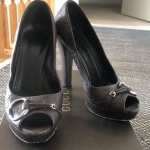 Gucci Firenze 1921 Brown Leather logo Heel RARE